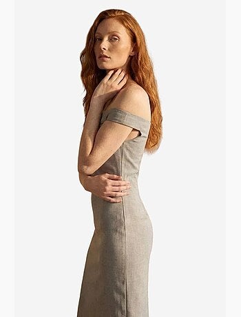 Abito lungo bodycon off-shoulder con spacco my fashion