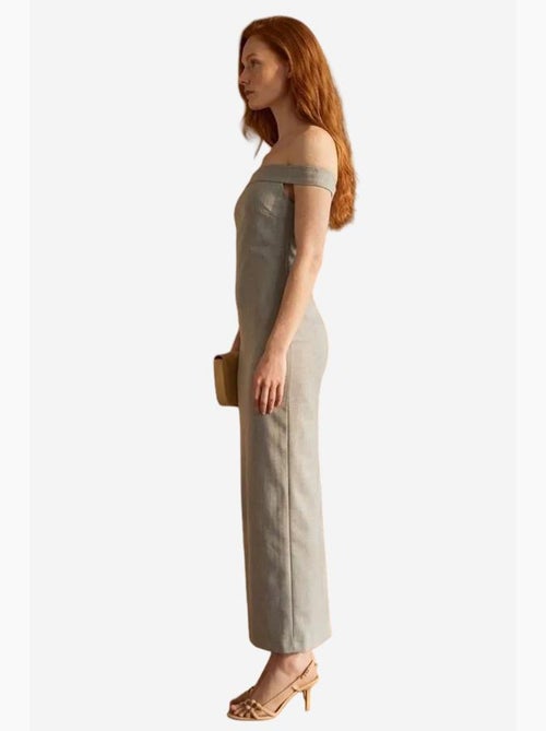 Abito lungo bodycon off-shoulder con spacco my fashion - Kiabi Abito lungo bodycon off-shoulder con spacco my fashion - Kiabi