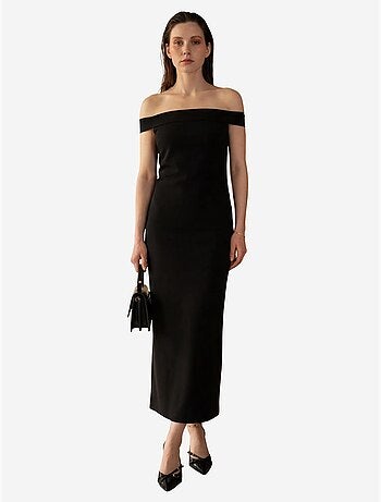 Abito lungo bodycon off-shoulder con spacco my fashion