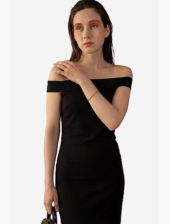 Abito lungo bodycon off-shoulder con spacco my fashion