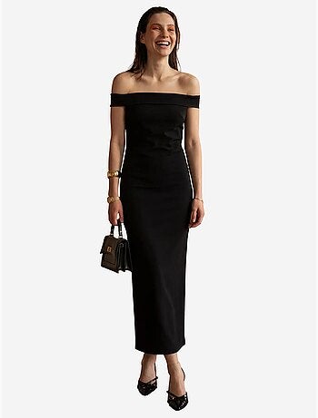 Abito lungo bodycon off-shoulder con spacco my fashion