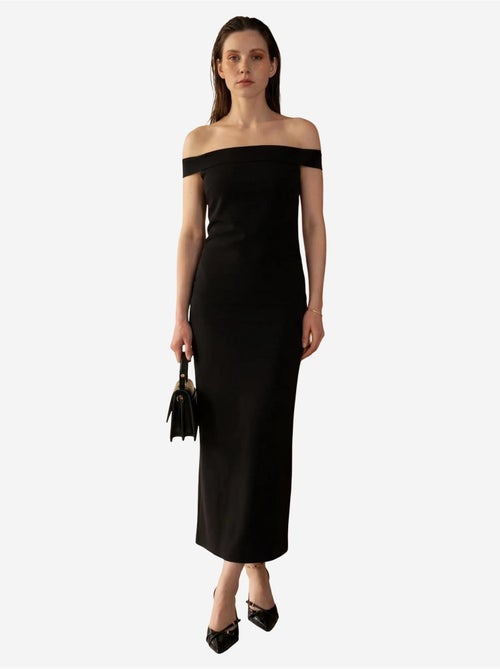 Abito lungo bodycon off-shoulder con spacco my fashion - Kiabi Abito lungo bodycon off-shoulder con spacco my fashion - Kiabi
