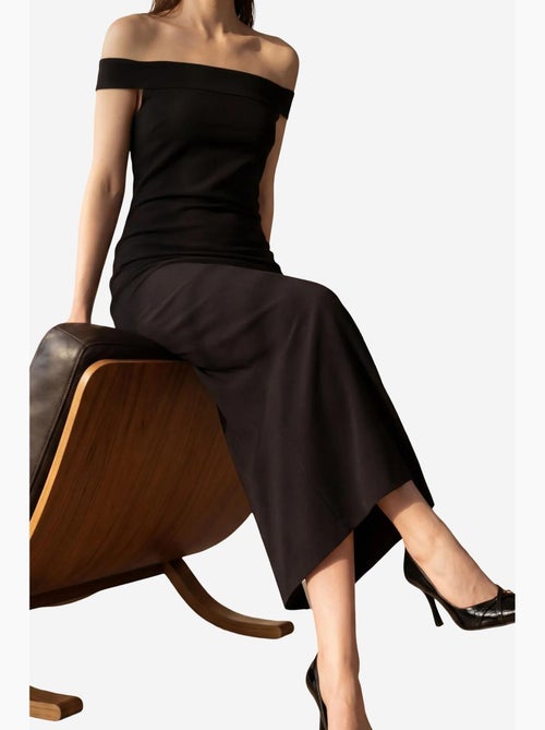 Abito lungo bodycon off-shoulder con spacco my fashion - Kiabi Abito lungo bodycon off-shoulder con spacco my fashion - Kiabi