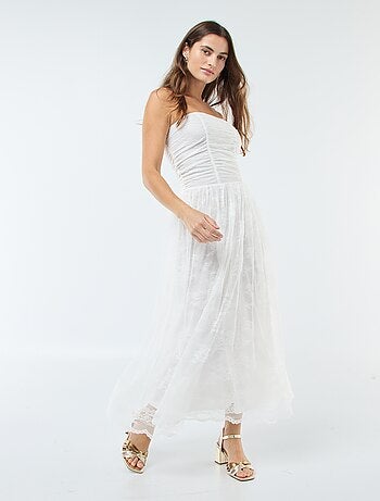 Abito lungo bustier in pizzo