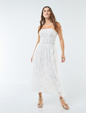 Abito lungo bustier in pizzo