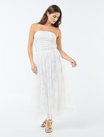 Abito lungo bustier in pizzo