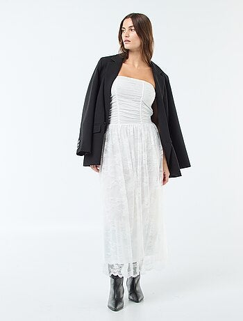 Abito lungo bustier in pizzo