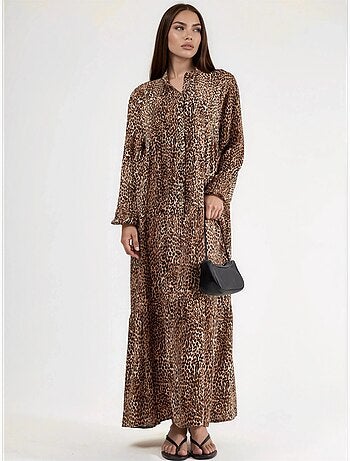Abito lungo comfort fit con stampa leopardata hiccup