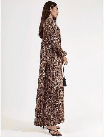 Abito lungo comfort fit con stampa leopardata hiccup