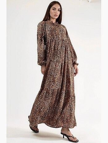 Abito lungo comfort fit con stampa leopardata hiccup
