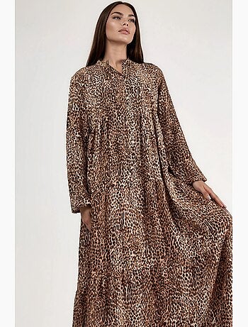 Abito lungo comfort fit con stampa leopardata hiccup