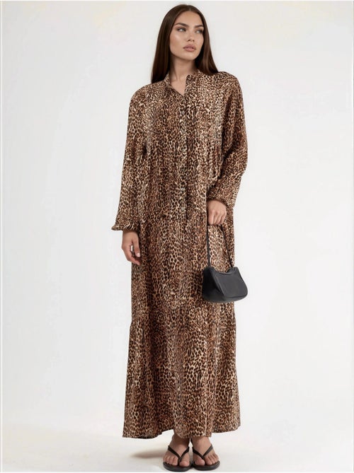 Abito lungo comfort fit con stampa leopardata hiccup - Kiabi Abito lungo comfort fit con stampa leopardata hiccup - Kiabi