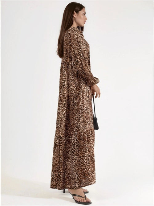 Abito lungo comfort fit con stampa leopardata hiccup - Kiabi Abito lungo comfort fit con stampa leopardata hiccup - Kiabi