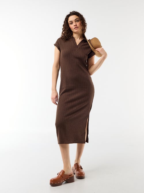 Abito lungo con collo polo - Kiabi