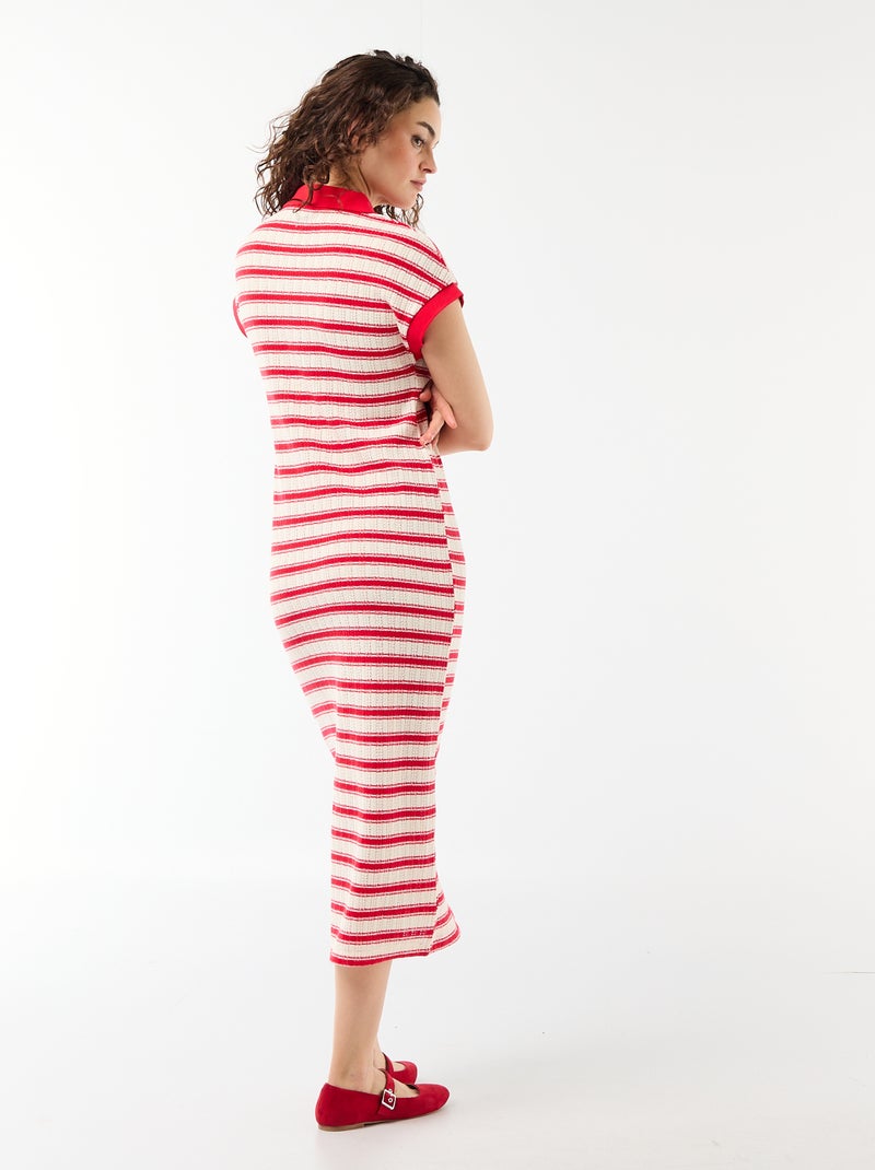 Abito lungo con collo polo Rosso - Kiabi