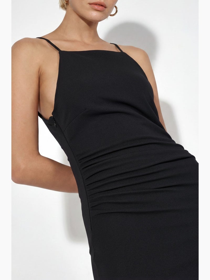 Abito lungo con dettaglio drappeggiato busem Nero - Kiabi
