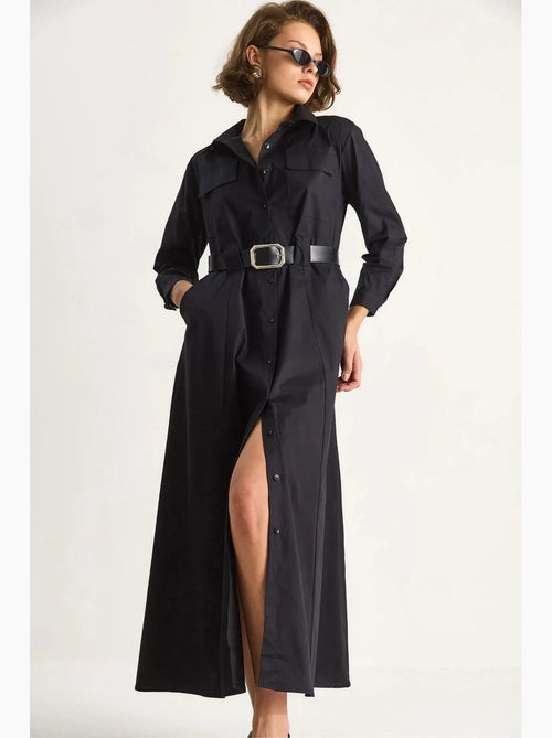 Abito lungo con maniche lunghe, chiusura con bottoni e colletto a camicia lucci - Kiabi Abito lungo con maniche lunghe, chiusura con bottoni e colletto a camicia lucci - Kiabi