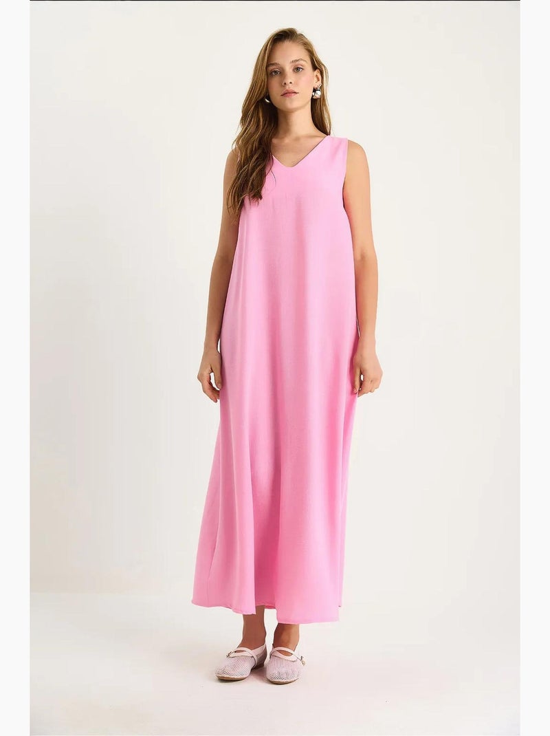 Abito lungo con scollo a v lucci Rosa chiaro - Kiabi
