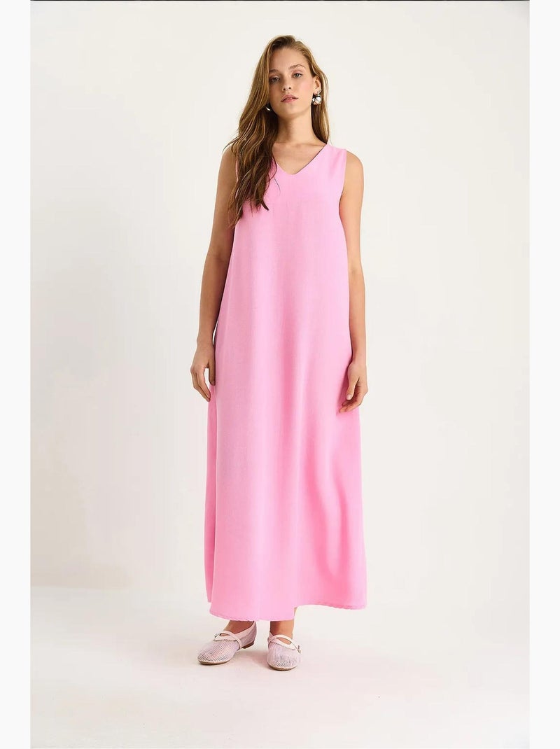 Abito lungo con scollo a v lucci Rosa chiaro - Kiabi