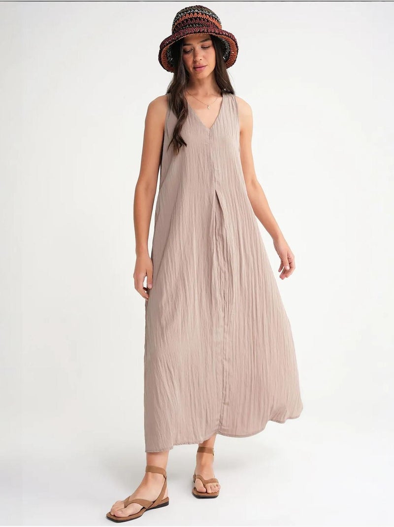 Abito lungo con scollo a v mixray Beige argilla - Kiabi