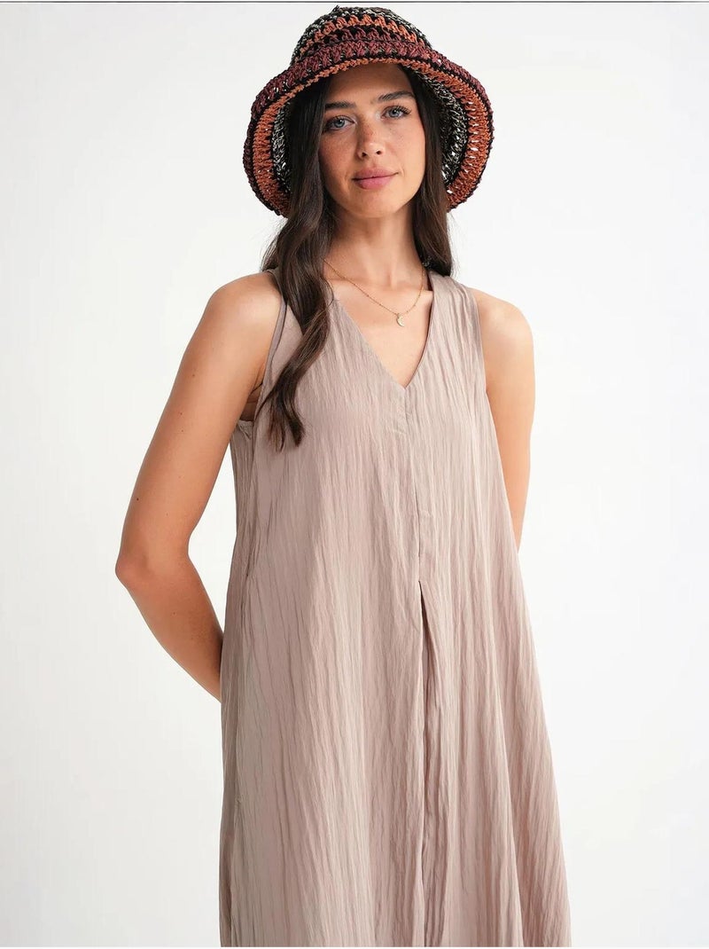 Abito lungo con scollo a v mixray Beige argilla - Kiabi