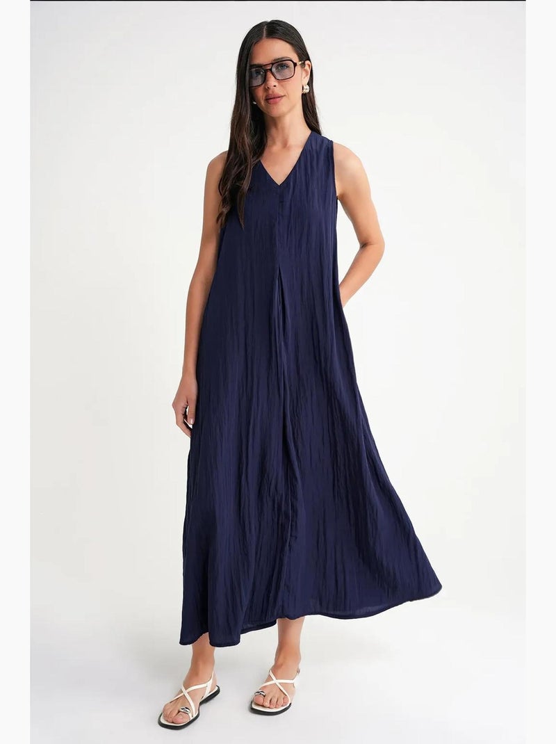 Abito lungo con scollo a v mixray Blu marino - Kiabi