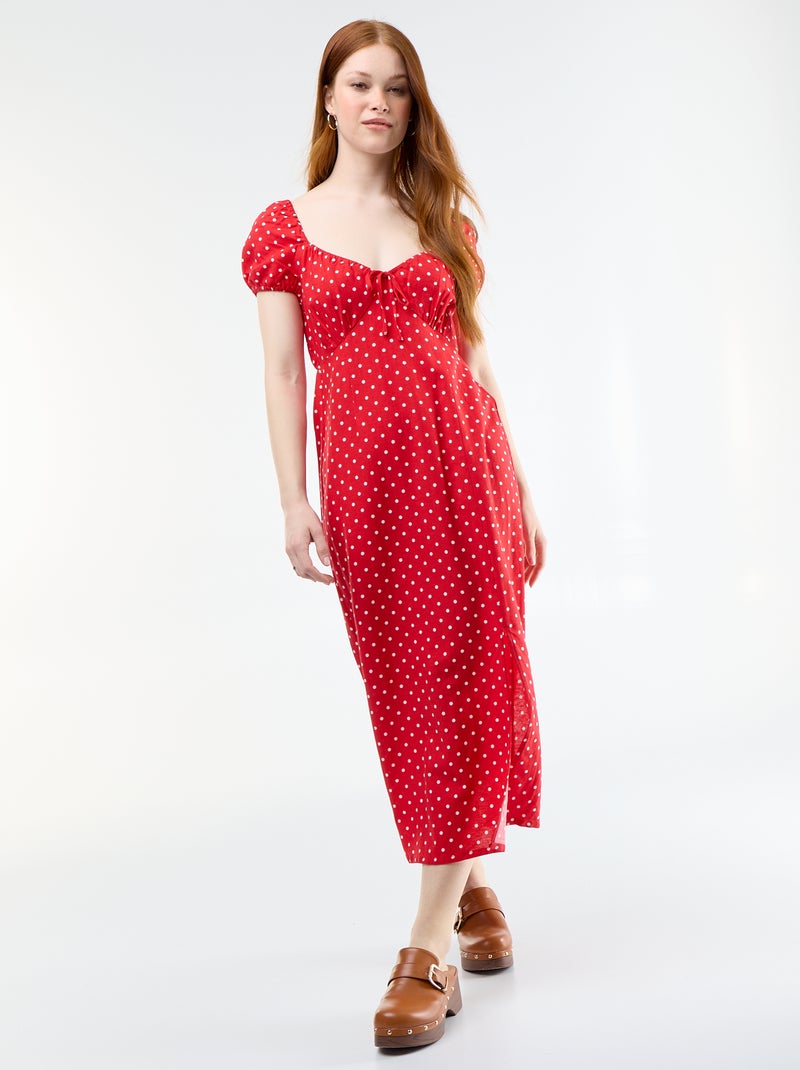Abito lungo con scollo alla Bardot Rosso - Kiabi