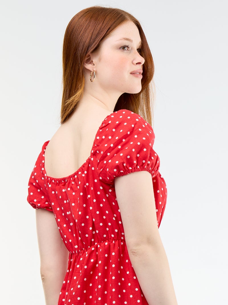 Abito lungo con scollo alla Bardot Rosso - Kiabi