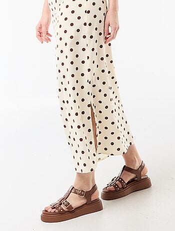 Abito lungo con spalline sottili a pois