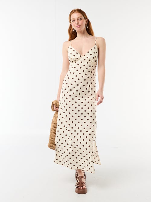 Abito lungo con spalline sottili a pois - Kiabi