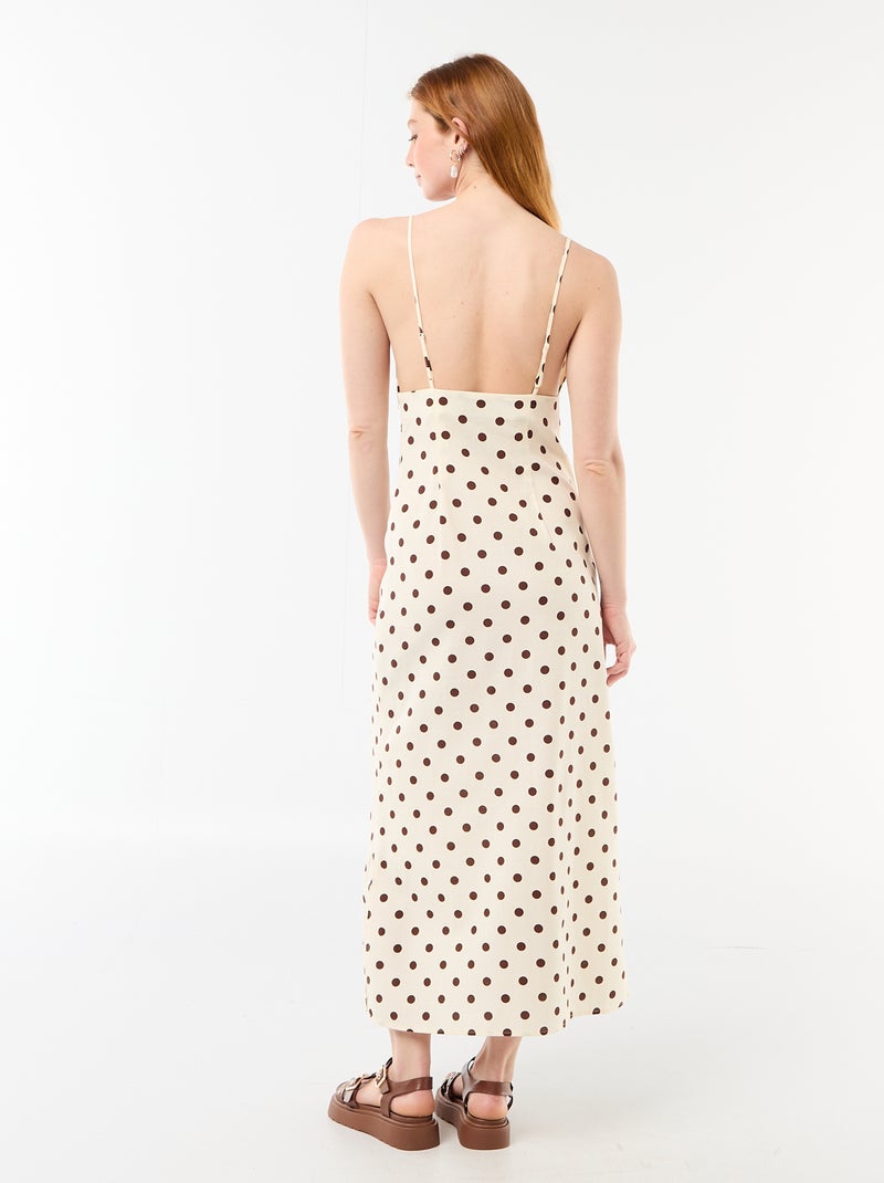 Abito lungo con spalline sottili a pois Bianco - Kiabi