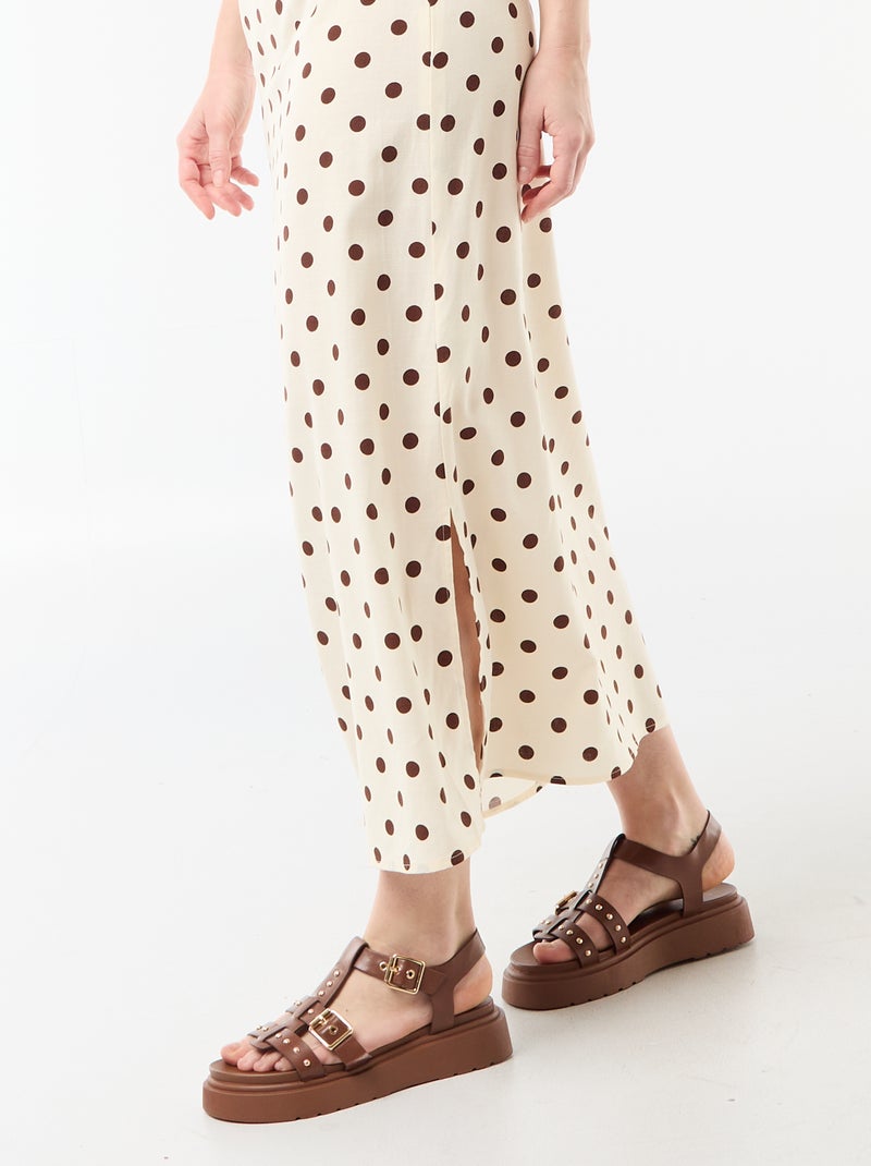 Abito lungo con spalline sottili a pois Bianco - Kiabi