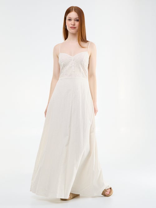 Abito lungo con spalline sottili e ricami - Kiabi