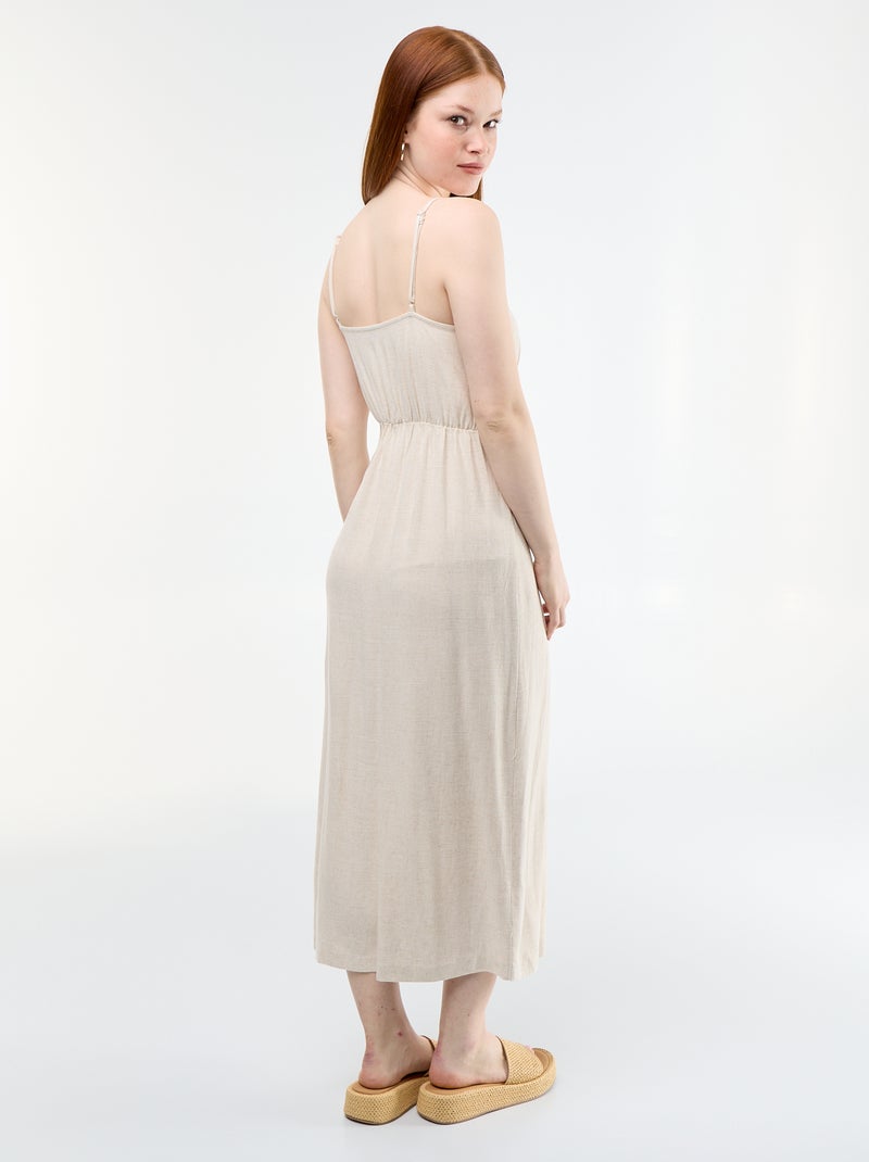Abito lungo con spalline sottili regolabili Beige - Kiabi