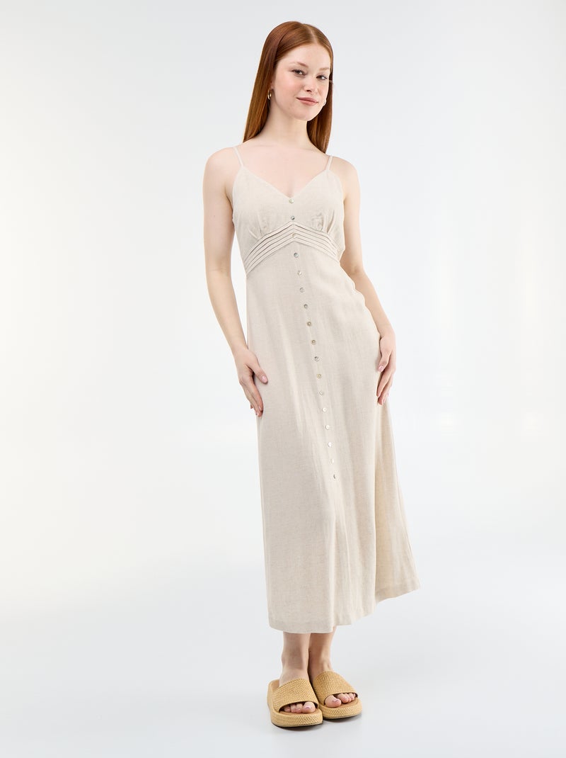 Abito lungo con spalline sottili regolabili Beige - Kiabi