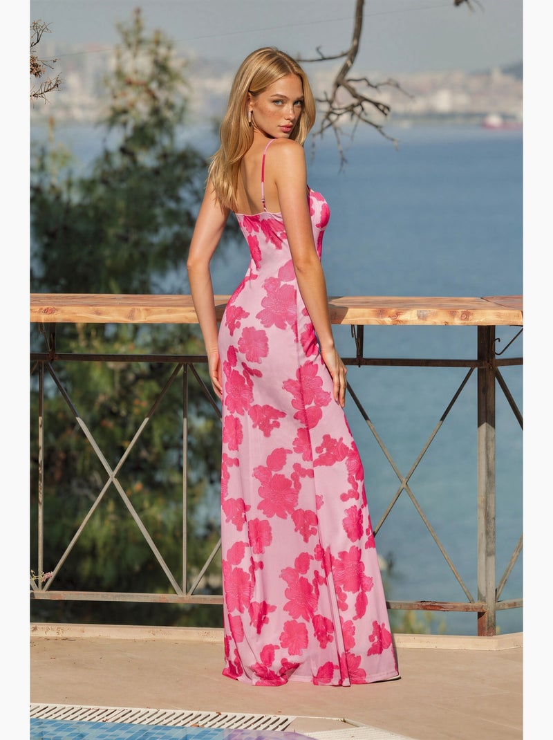 Abito lungo con stampa floreale e colletto a cuore hiccup Rosa chiaro - Kiabi