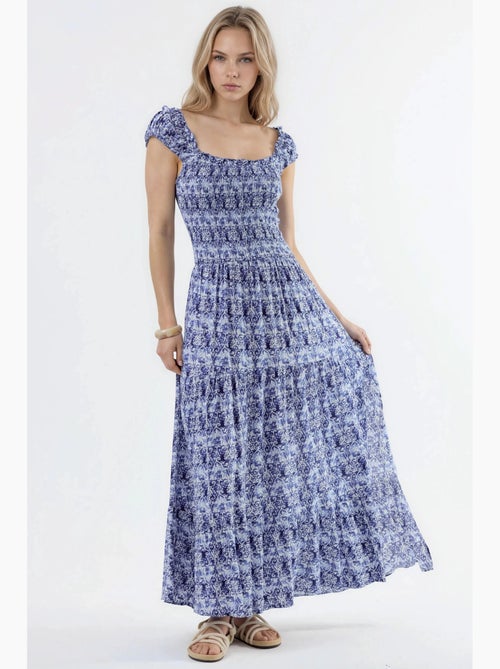 Abito lungo con stampa paisley e colletto quadrato busem - Kiabi Abito lungo con stampa paisley e colletto quadrato busem - Kiabi