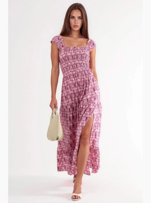 Abito lungo con stampa paisley e colletto quadrato busem - Kiabi Abito lungo con stampa paisley e colletto quadrato busem - Kiabi