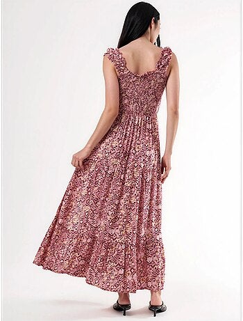 Abito lungo con stampa paisley e colletto quadrato busem