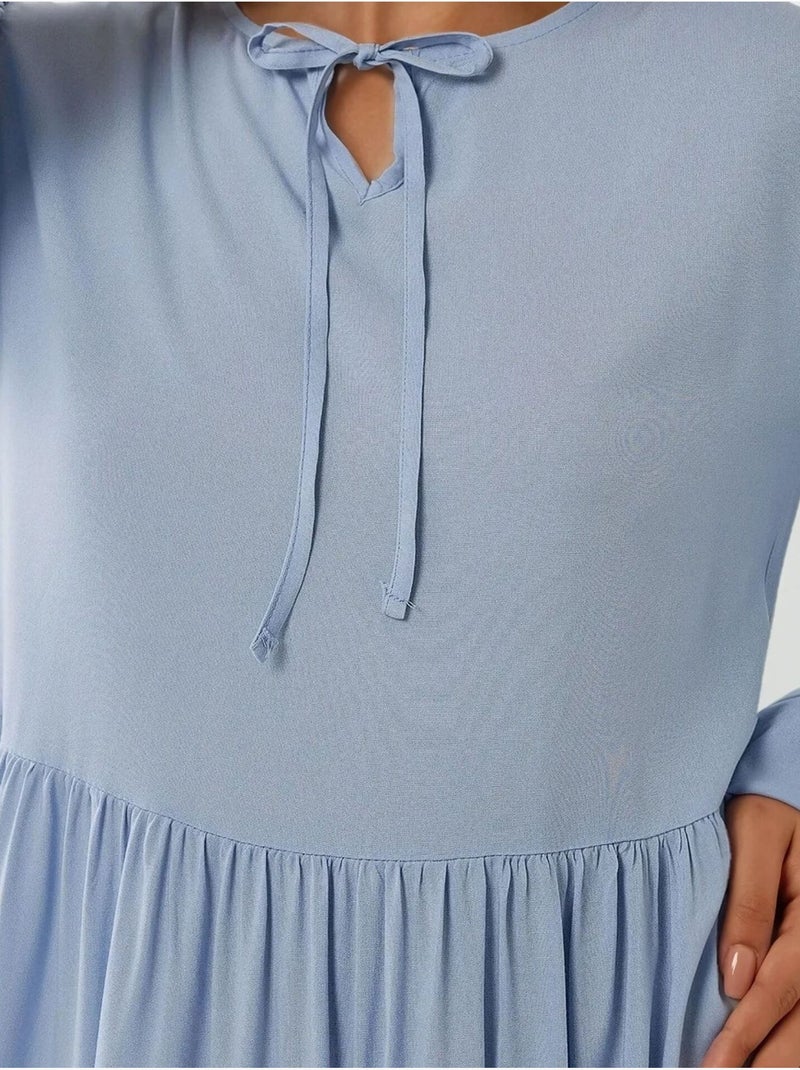 Abito lungo con vestibilità a trapezio e scollo rotondo hiccup Blu - Kiabi