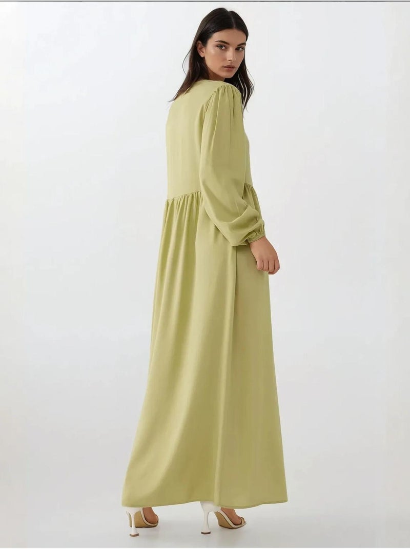 Abito lungo con vestibilità a trapezio e scollo rotondo hiccup Verde kaki - Kiabi