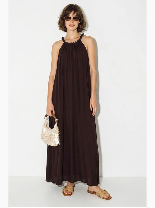 Abito lungo da donna con scollo all'americana e tasca lucci - Kiabi