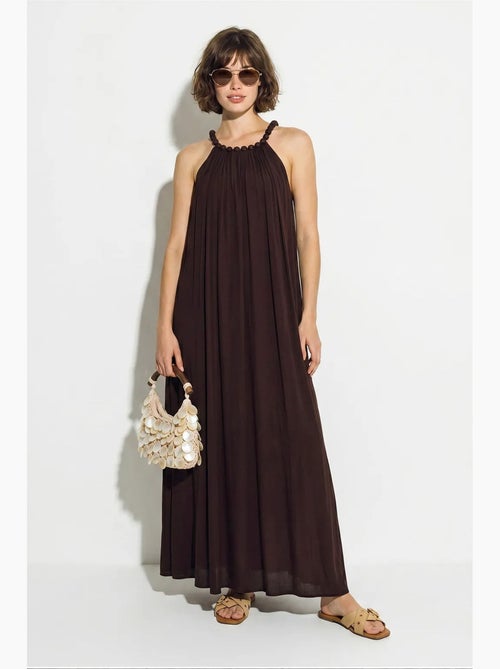 Abito lungo da donna con scollo all'americana e tasca lucci - Kiabi