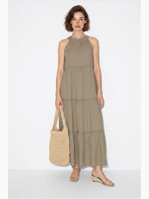 Abito lungo da donna con scollo all’americana lucci - Kiabi Abito lungo da donna con scollo all’americana lucci - Kiabi