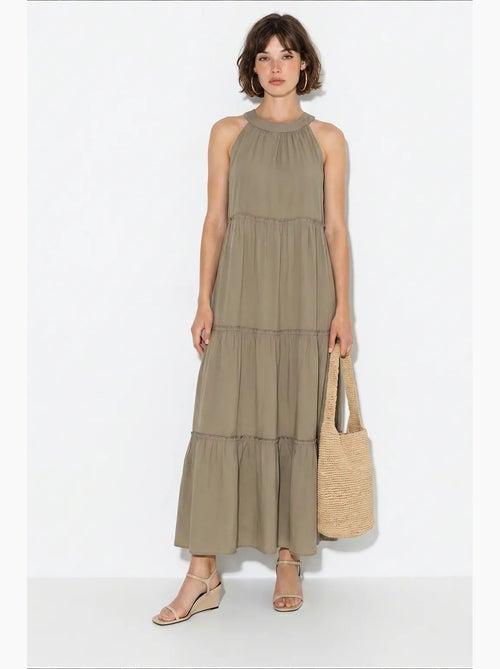 Abito lungo da donna con scollo all’americana lucci - Kiabi Abito lungo da donna con scollo all’americana lucci - Kiabi