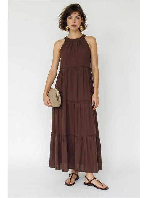 Abito lungo da donna con scollo all’americana lucci - Kiabi