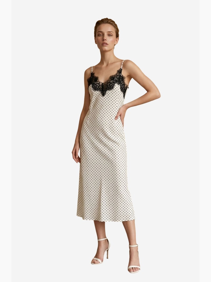 Abito lungo da donna in chiffon a pois my fashion Bianco sporco - Kiabi
