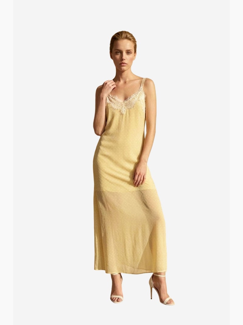 Abito lungo da donna in chiffon a pois my fashion Giallo limone - Kiabi