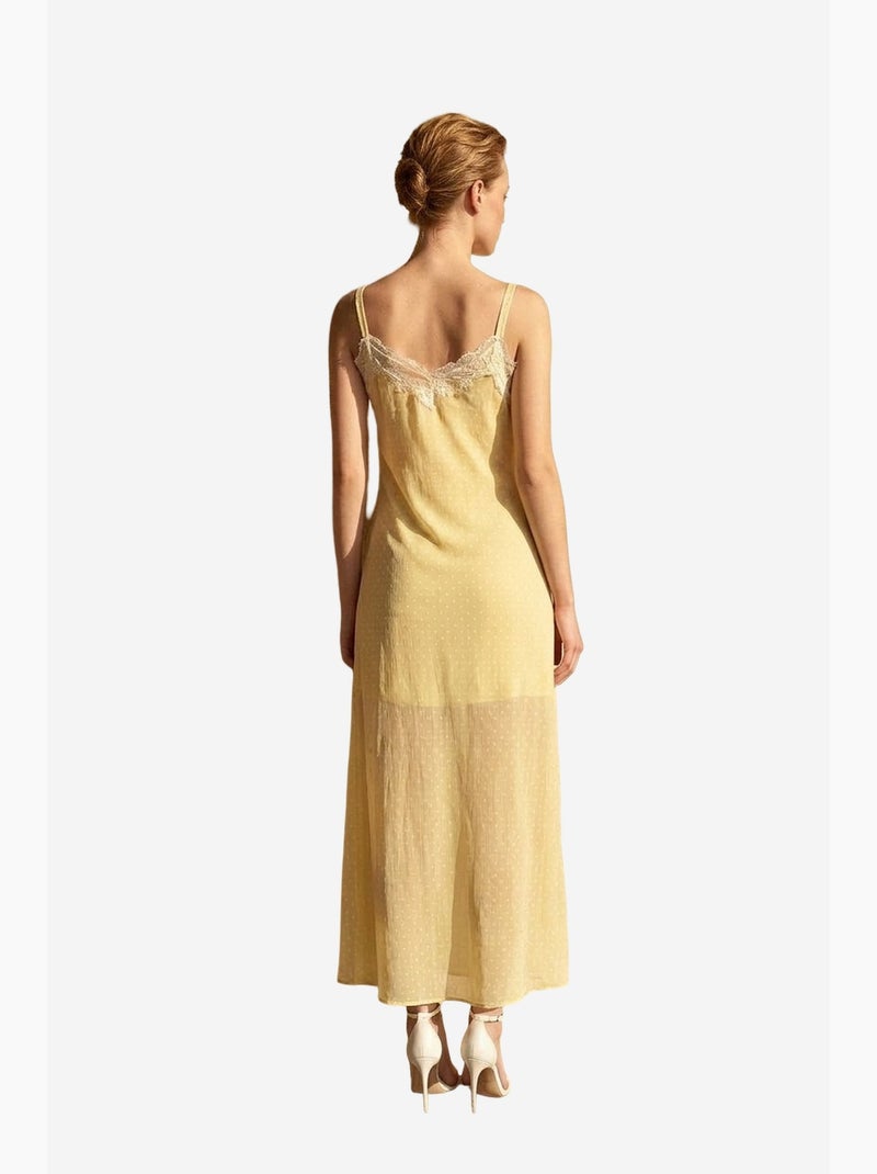 Abito lungo da donna in chiffon a pois my fashion Giallo limone - Kiabi