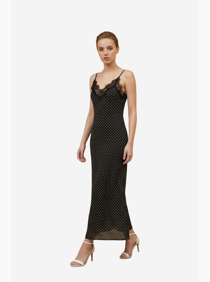 Abito lungo da donna in chiffon a pois my fashion Nero - Kiabi